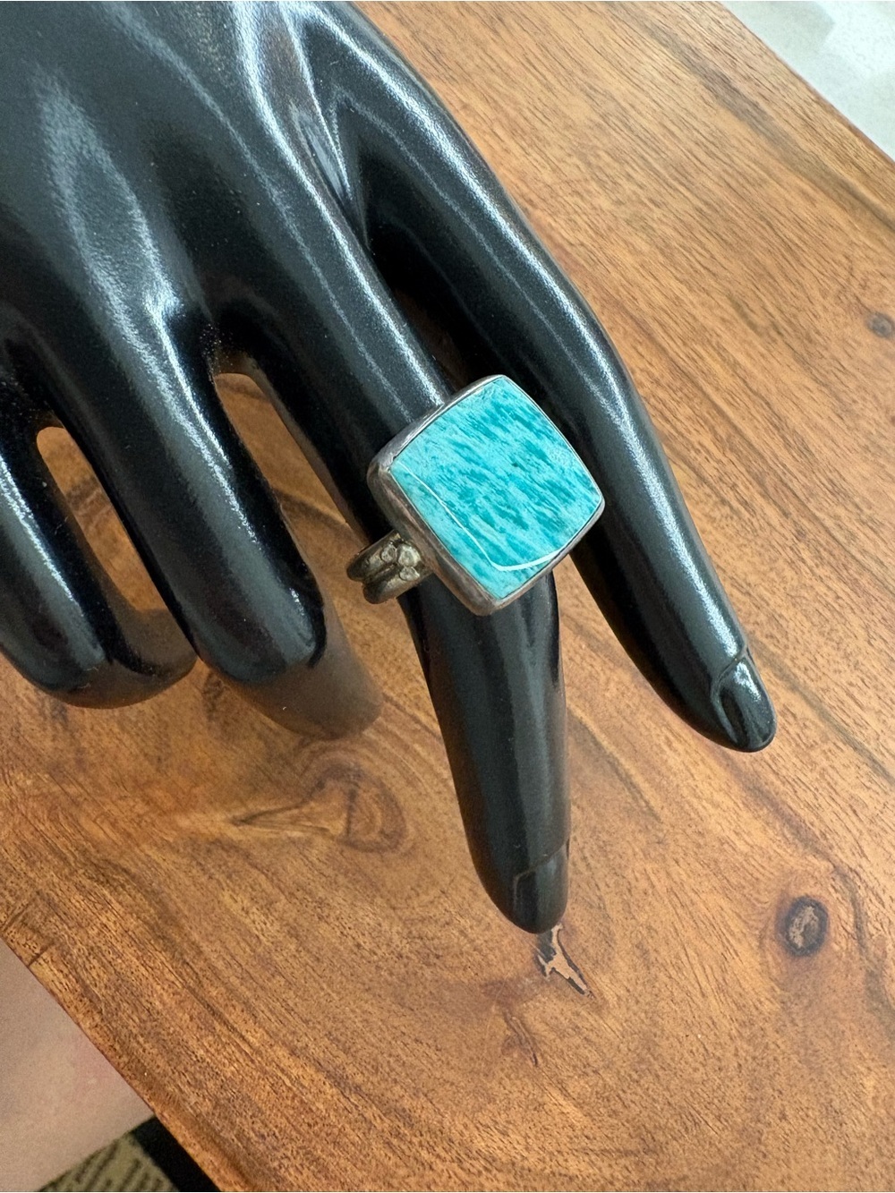 Chipita Sterling Silver Amazonite Square Ring - Turquoise - Size 7.5 - Picture 4 of 14